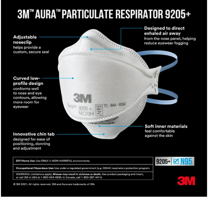 3M Aura Particulate N95 Respirator 9205+ 20 Count