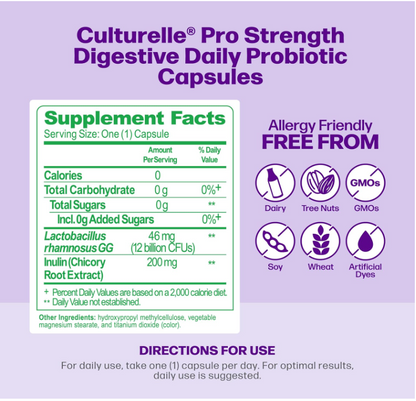 Culturelle Digestive Pro Strength Daily Probiotic 60 Capsules