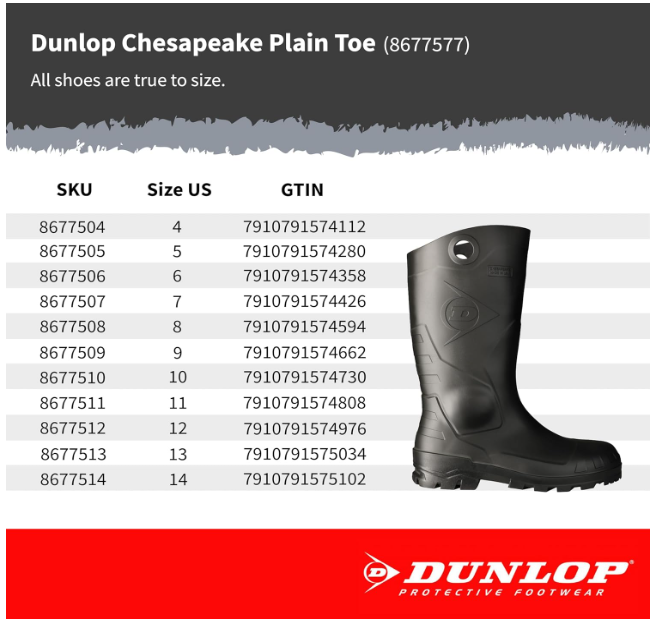 Dunlop Protective Footwear Chesapeake Black Waterproof PVC