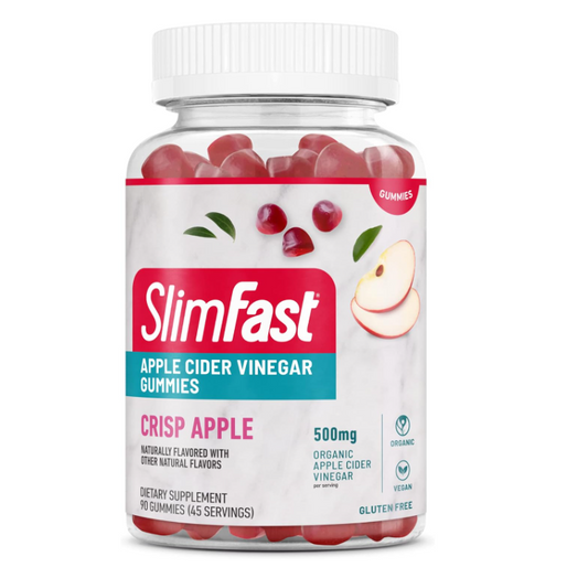 Gomitas de vinagre de sidra de manzana SLIMFAST Suplemento dietético de manzana crujiente 500 mg