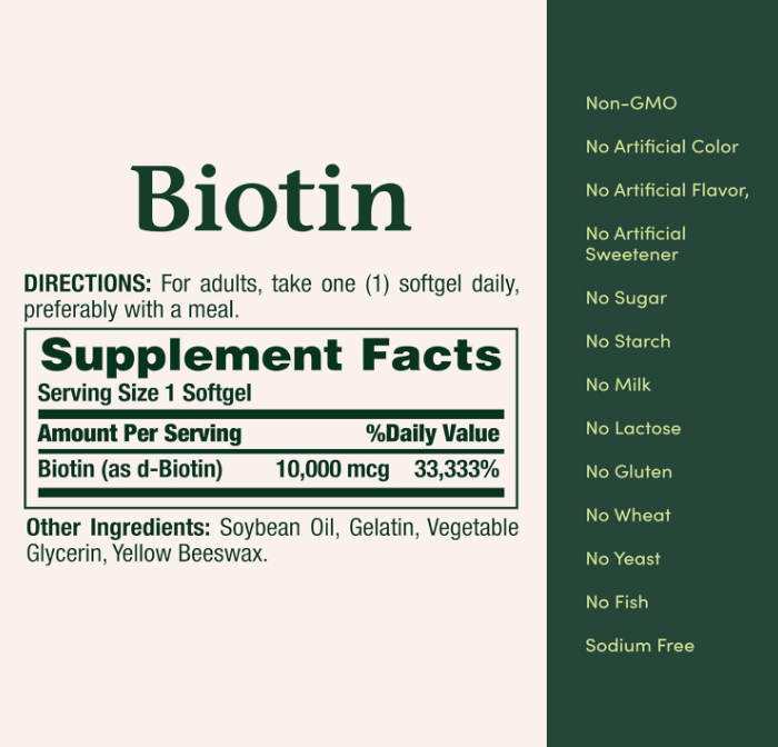 Nature's Bounty Biotin 10000 mcg 120 softgels