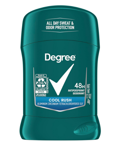 DEGREE MEN Original Protection Antiperspirant Deodorant Cool Rush Pack of 12 48-Hour Sweat & Odor Protection Antiperspirant For Men 1.7 oz