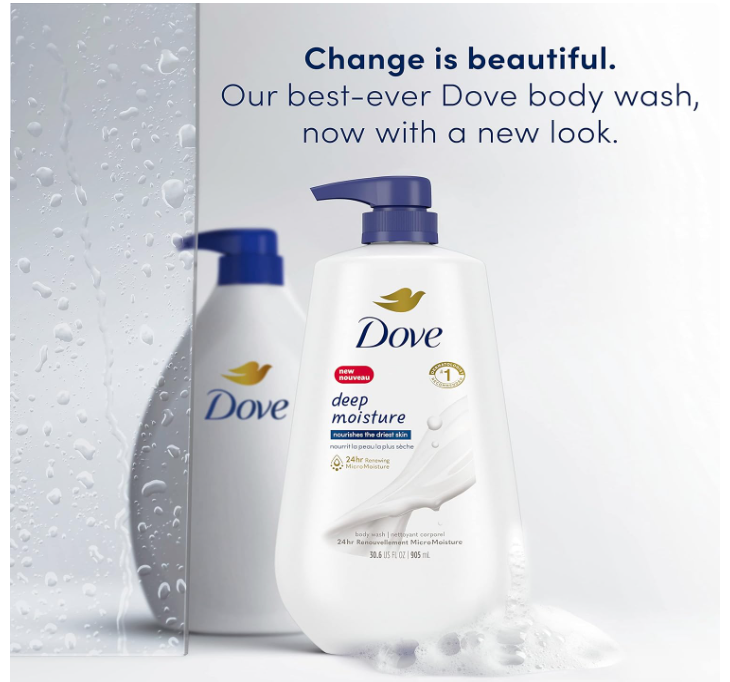 Dove Body Wash with Pump Deep Moisture For Dry Skin Moisturizing Skin Cleanser 30.6 oz