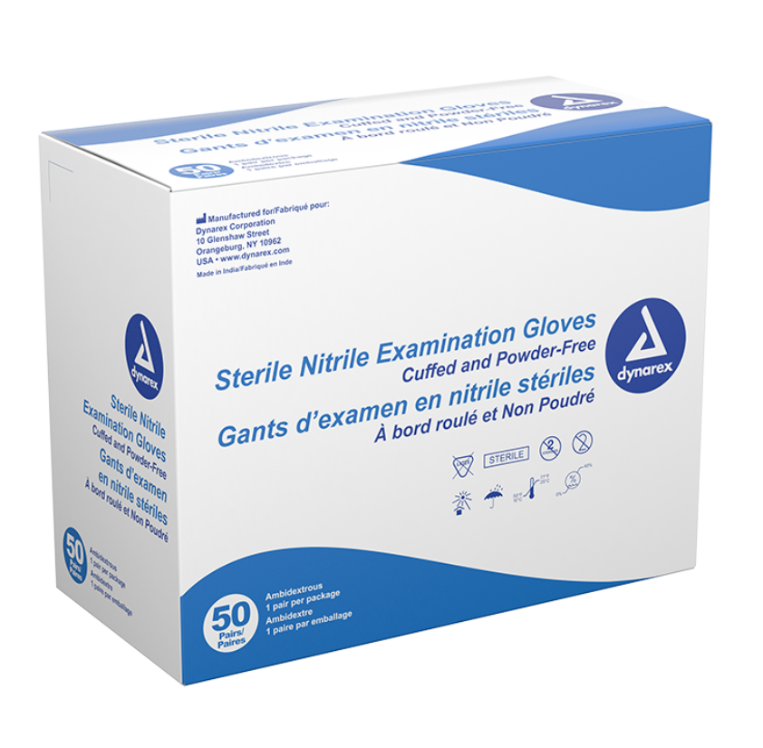 Dynarex Nitrile Sterile Exam Gloves Medium 50 Pairs