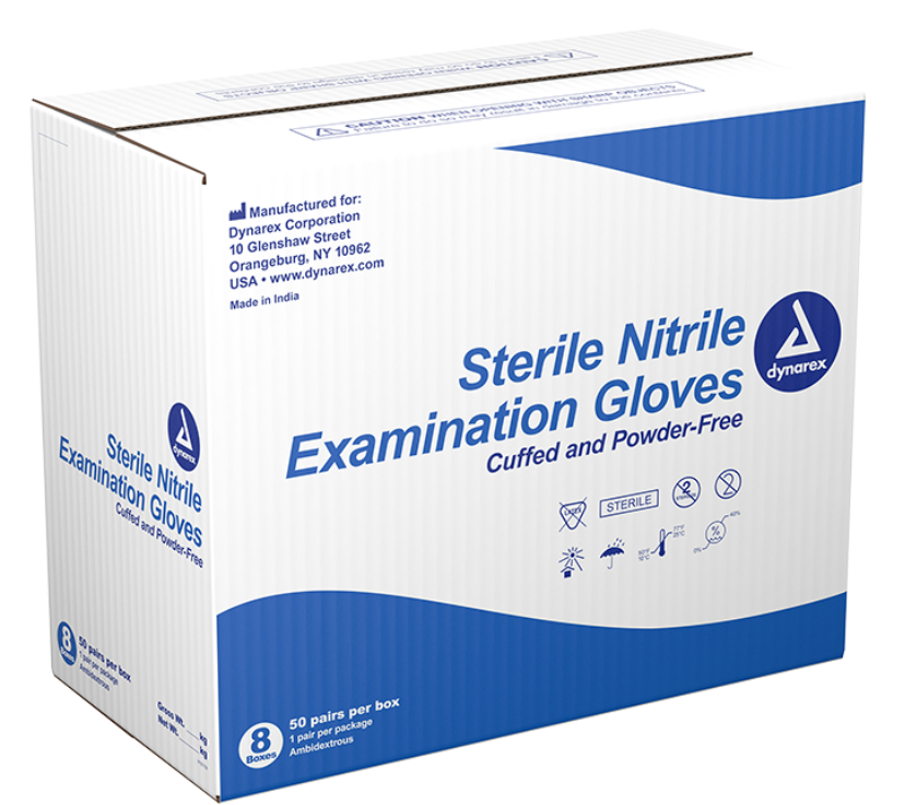 Dynarex Nitrile Sterile Exam Gloves Medium 50 Pairs