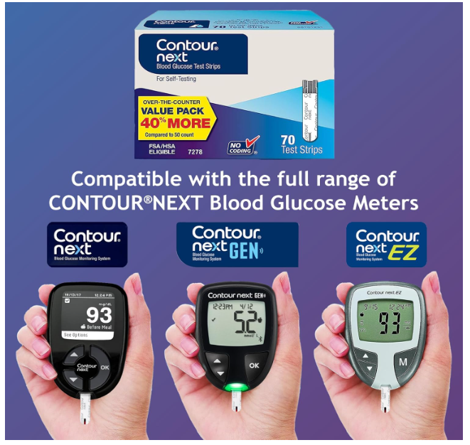 Contour Next Blood Glucose Test Strips, 70 Count