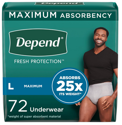 Depend Fresh Protection Adult Incontinence Underwear for Men, Disposable