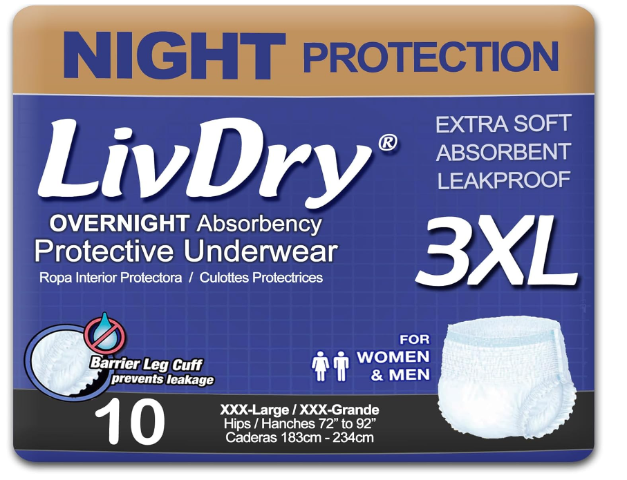 LivDry Overnight Protection Adult Incontinence Protective Underwear