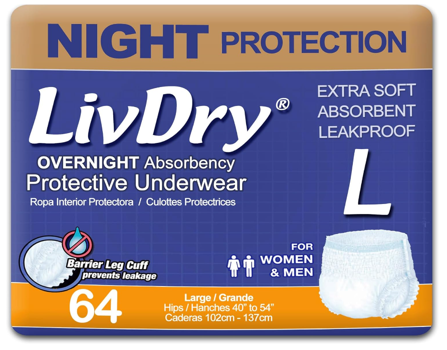 LivDry Overnight Protection Adult Incontinence Protective Underwear