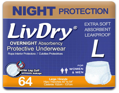 LivDry Overnight Protection Adult Incontinence Protective Underwear