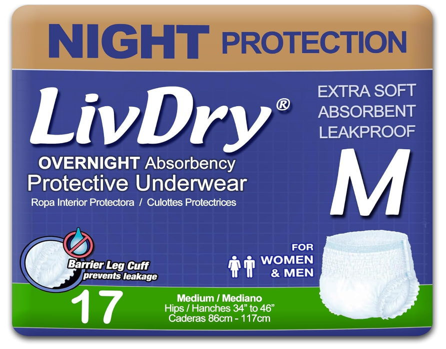 LivDry Overnight Protection Adult Incontinence Protective Underwear