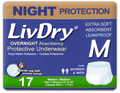 LivDry Overnight Protection Adult Incontinence Protective Underwear