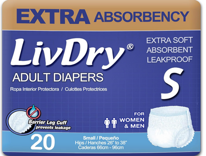 LivDry  Extra Absorbency Adult Incontinence Underwear Adult Diapers Leak Protection for Men and Women