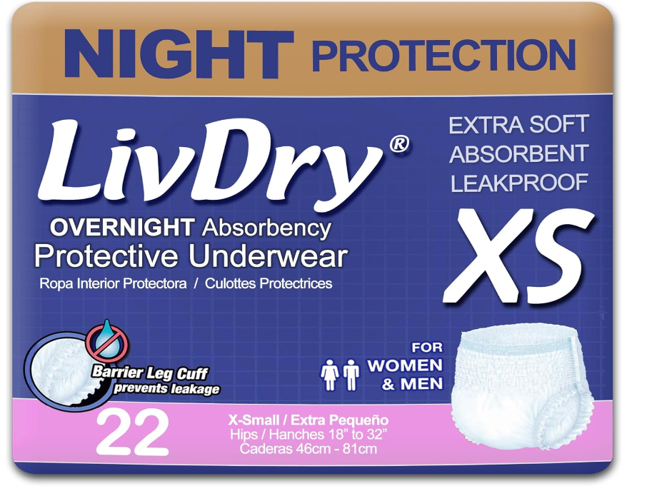 LivDry Overnight Protection Adult Incontinence Protective Underwear