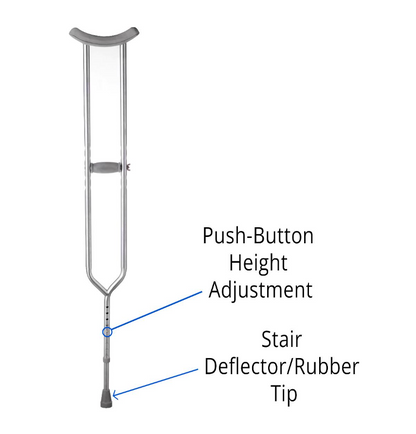 MEDLINE Adult Bariatric Steel Push-Button Crutches