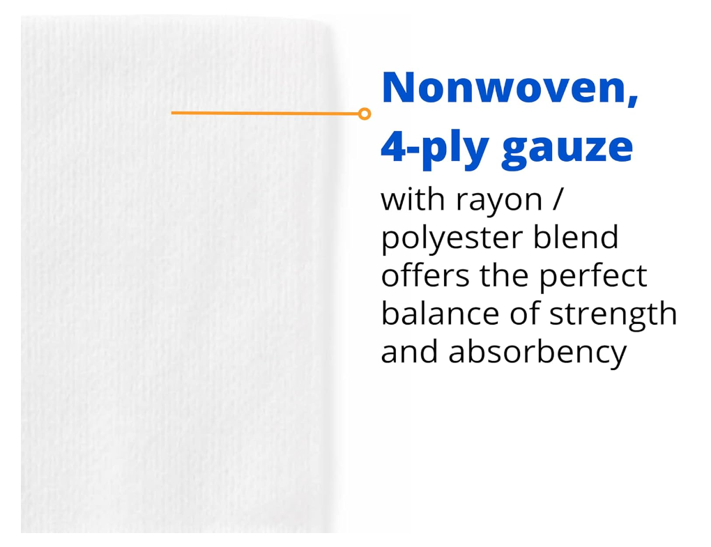 Medline Non-Woven Non-Sterile, Rayon/Poly Gauze Sponge, 4 x 4, 4-Ply 200 Count