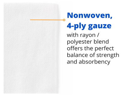 Medline Non-Woven Non-Sterile, Rayon/Poly Gauze Sponge, 4 x 4, 4-Ply 200 Count