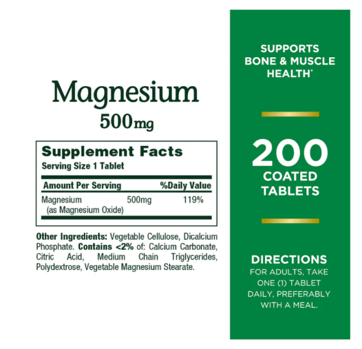 Suplemento de magnesio Nature's Bounty de 500 mg, 200 unidades