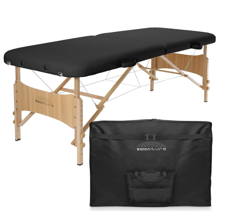 Saloniture Basic Portable Folding Massage Table - Black