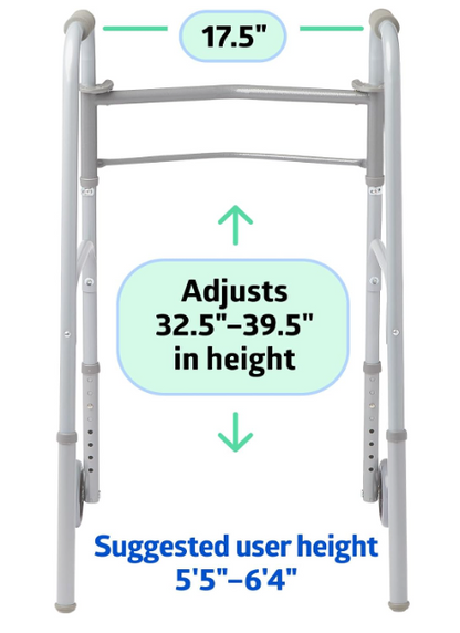 MEDLINE Adult Heavy-Duty 2-Button Folding Walkers