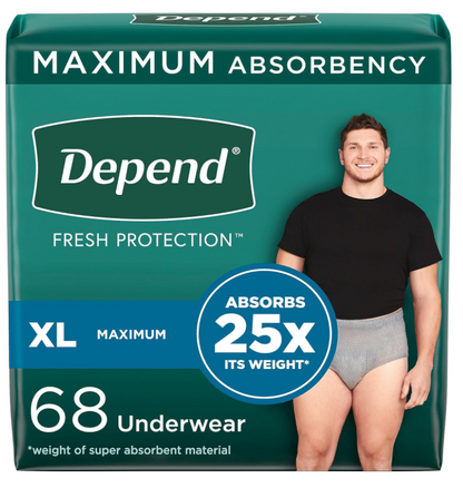 Depend Fresh Protection Adult Incontinence Underwear for Men, Disposable